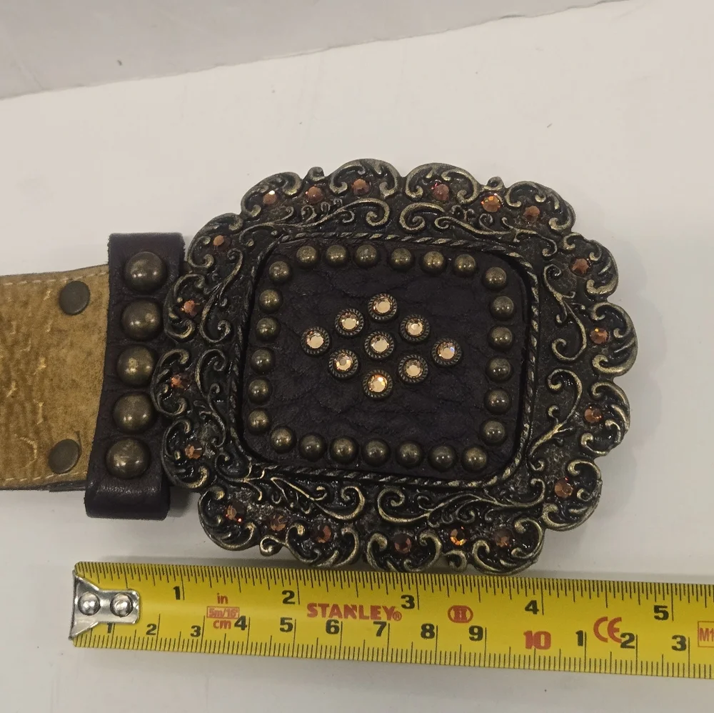 LR leather western cowboy boho Beaded Studded Belt SIZE‎ M